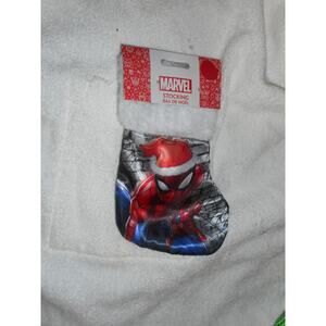 Marvel Spider-man Blue 7" Christmas Stocking New Satin Faux Fur Trim
